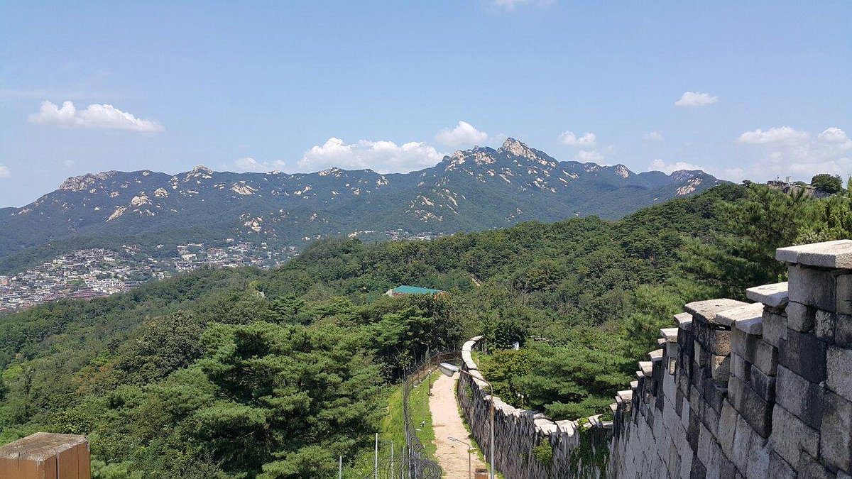 Stone walls and fortress gates on Bugaksan Mountain near Gyeongbokgung Palace